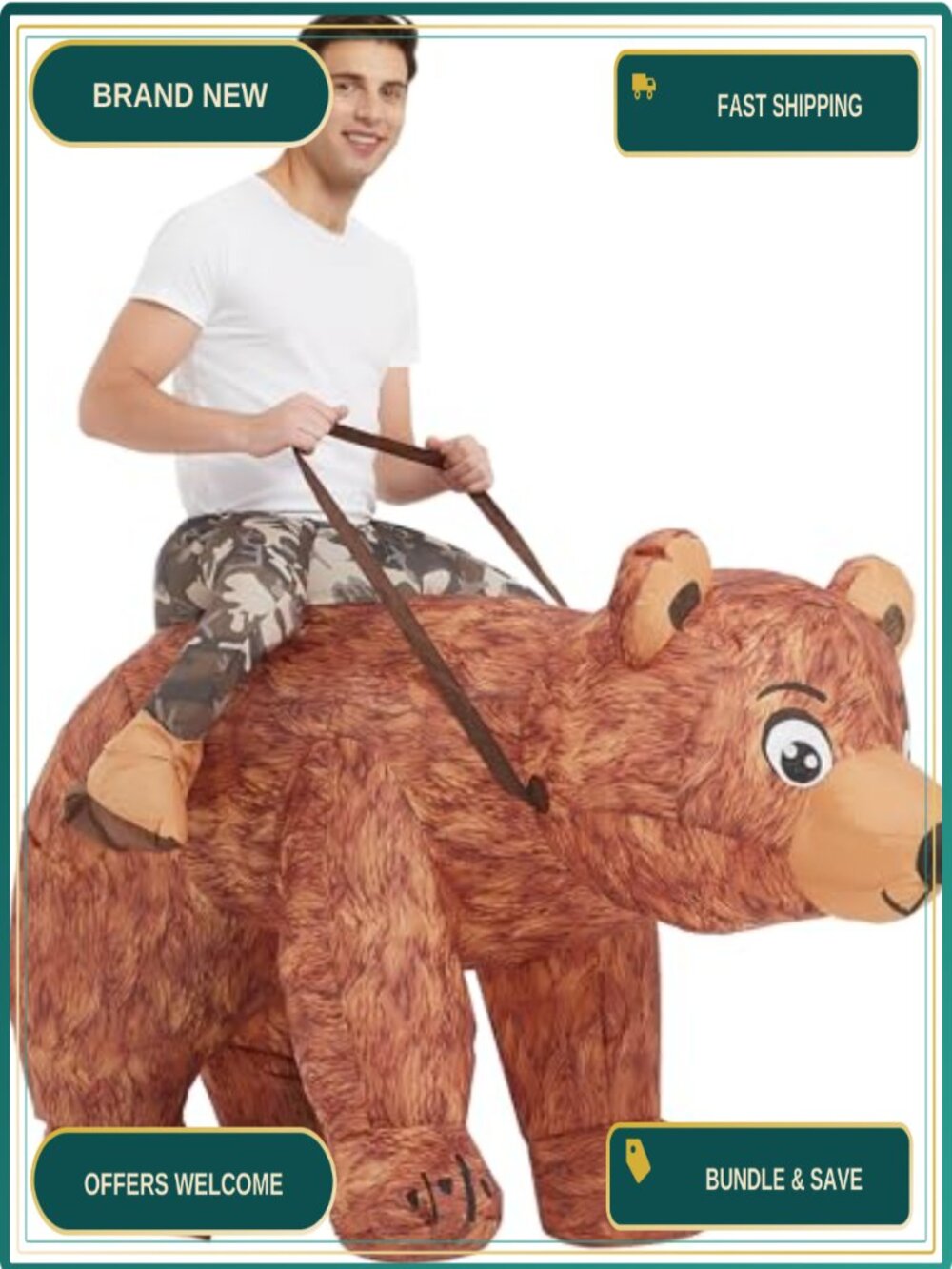 Inflatable Bear Costume Adult Blow Up Halloween Animal Suit